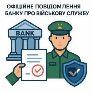 Інформація про порядок офіційного повідомлення банку про військову службу для припинення нарахування зайвих процентів за кредитами під час мобілізації в Україні.