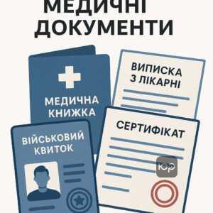 Пояснення про необхідність наявності повного пакету медичних та офіційних документів для проходження військово-лікарської комісії, з акцентом на важливість виписок та довідок із печатками, що підтверджують стан здоров’я і травми для отримання об’єктивного висновку.