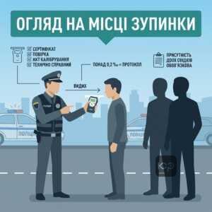 Процедура огляду водія на стан сп'яніння за допомогою алкотестера Drager