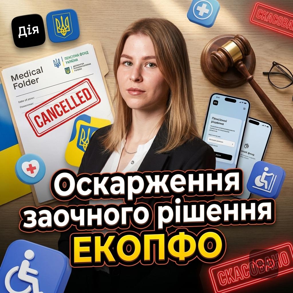 Оскарження заочного рішення ЕКОПФО про скасування інвалідності