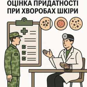 Оцінка стану здоров'я військовослужбовців із шкірними захворюваннями військово-лікарською комісією згідно з медичними нормативами та категоріями придатності до служби, включно з поширеними хворобами шкіри.
