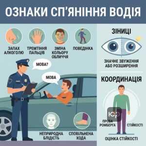 Ознаки алкогольного сп'яніння водія для перевірки поліцією