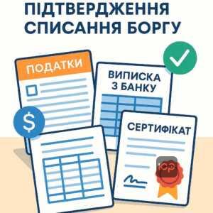 Документи для підтвердження списання кредиту або дисконту: довідка про закриття рахунку, податкова звітність та докази погашення боргу, необхідні для захисту від колекторів і судових претензій.
