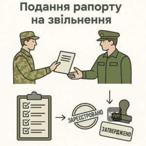 Покрокова процедура подання рапорту на звільнення військовослужбовця з докладним описом реєстрації документів і дотриманням статутних вимог.