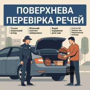 Поверхнева перевірка речей та авто поліцією