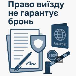 Юридичне пояснення різниці між бронюванням працівників та правом на виїзд за кордон під час мобілізації в Україні, з акцентом на обмеження перетину кордону за наявності броні.