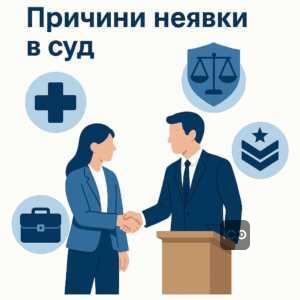 SEO-оптимізований короткий опис причин поважної неявки до суду, включаючи хворобу, відрядження, участь захисника і військову службу