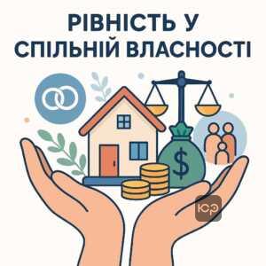 Ілюстрація, що символізує спільне майно подружжя, рівний розподіл активів та юридичні аспекти спільної власності у шлюбі