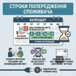 Строки попередження про відключення електроенергії за борги