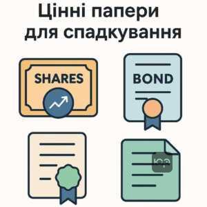 Огляд видів цінних паперів, які можна успадкувати за законом України, з прикладами простих акцій, облігацій та інвестиційних сертифікатів.