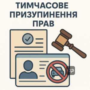 Ілюстрація до статті про тимчасове призупинення дії водійських прав в Україні через судову процедуру під час мобілізації, з інформацією про умови обмежень та права водіїв.
