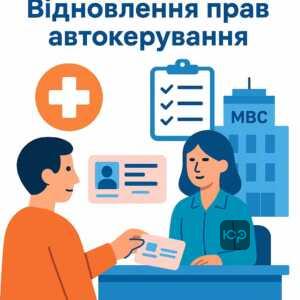 Процес відновлення водійських прав після закінчення заборони в МВС з медичним оглядом та іспитами, пояснення процедури повернення посвідчення водія.