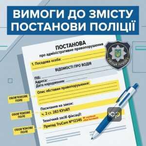 Вимоги до постанови поліції про адміністративне правопорушення ПДР