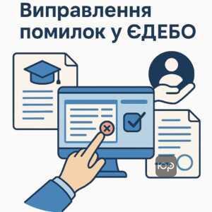 Покрокове виправлення помилок у базі даних ЄДЕБО для відновлення статусу освіти, включаючи звернення до навчального закладу та подання заявок.