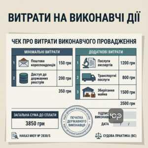витрати виконавчого провадження сума та види платежів