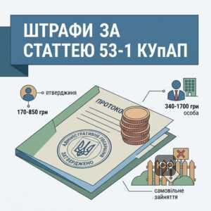 Адміністративна відповідальність та штрафи за самовільне зайняття земельної ділянки за статтею 53-1 КУпАП