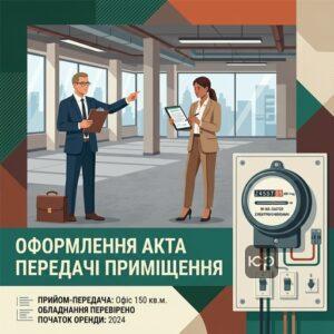 Акт приймання-передачі нежитлового приміщення з лічильниками та обладнанням