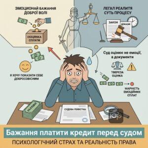 Психологічні причини та бажання платити кредит перед судом у боржників