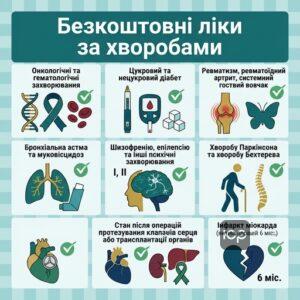 Перелік захворювань для отримання безкоштовних ліків за Постановою 1303