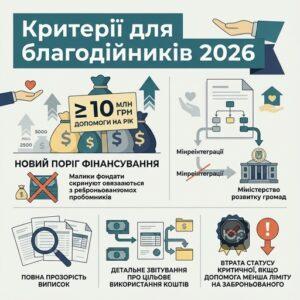Критерії критичності для благодійних організацій 10 млн грн допомоги