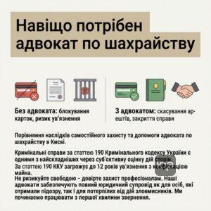 Порівняння наслідків самостійного захисту та допомоги адвоката по шахрайству в Києві