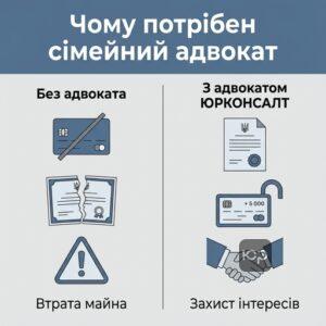 Порівняння наслідків самостійного ведення сімейної справи та роботи з адвокатом ЮРКОНСАЛТ у Запоріжжі