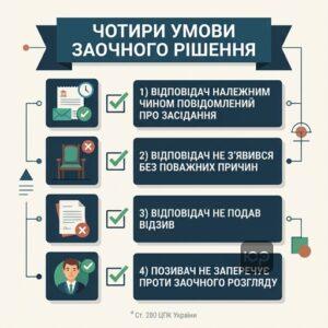 Чек-ліст умов для ухвалення заочного рішення суду у цивільному процесі