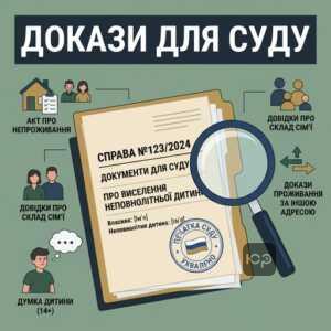 Документи для суду при виселенні неповнолітньої дитини