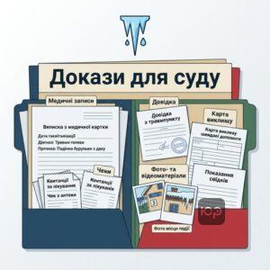 Докази для компенсації за падіння бурульок
