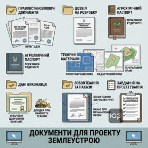 Перелік документів для розробки робочого проекту землеустрою щодо зняття та перенесення родючого шару ґрунту.