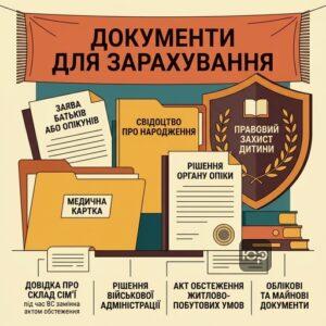 Перелік документів для зарахування дитини до закладу, включаючи дитячі будинки для дітей сиріт