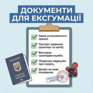 Перелік документів для отримання дозволу на перепоховання останків