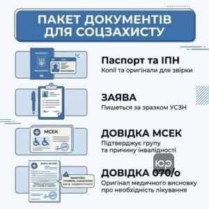 Перелік документів для отримання путівки на санаторно-курортне лікування осіб з інвалідністю.