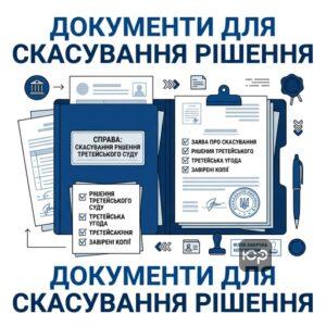 Перелік документів до заяви про скасування рішення третейського суду
