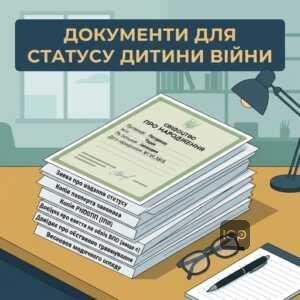 Перелік документів для отримання статусу дитини яка постраждала від воєнних дій