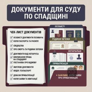 Перелік документів для подання позову про визнання права власності на квартиру в порядку спадкування