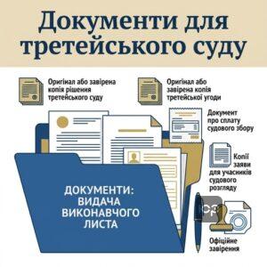 Перелік документів та заява про видачу виконавчого листа третейський суд