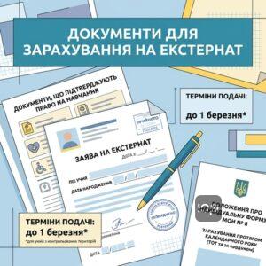 Перелік документів для оформлення дитини на екстернатну форму навчання в українській школі