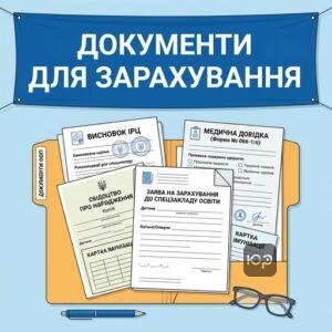 Перелік документів для зарахування дитини з ООП до спеціального закладу освіти