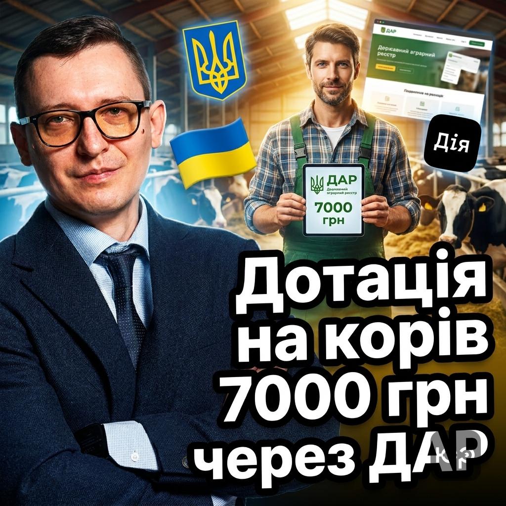 Як отримати 7000 грн дотації за утримання корів через ДАР у 2026 році