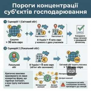 Розрахунок фінансових порогів для дозволу АМКУ на концентрацію