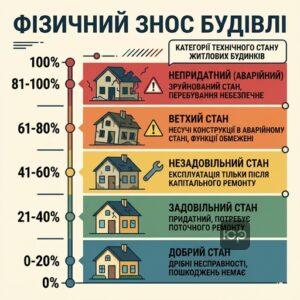 Оцінка фізичного зносу житлових будинків для визнання аварійним