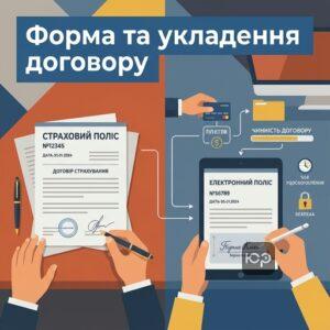 Письмова форма договору страхування та страховий поліс як підтвердження угоди