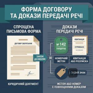 Підтвердження укладення договору зберігання жетоном або квитанцією