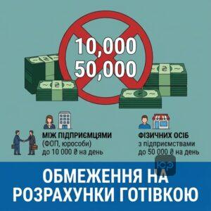 ліміти на готівкові розрахунки 10000 та 50000 гривень в Україні