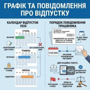 Графік відпусток та порядок повідомлення працівника про відпочинок у 2026 році
