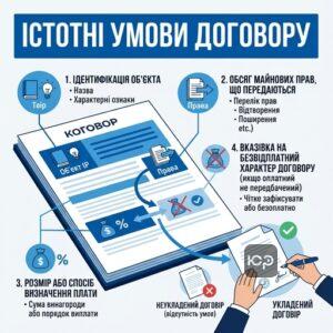 Істотні умови договору передачі майнових прав інтелектуальної власності