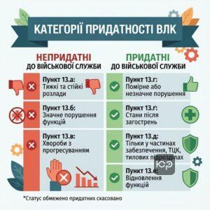 Категорії придатності військовозобов'язаних за статтею 13 розкладу хвороб після реформи
