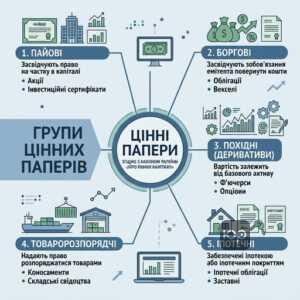 Класифікація цінних паперів на пайові, боргові та деривативні