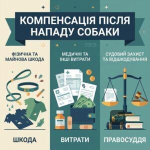 Відшкодування шкоди від нападу собаки та стягнення компенсації